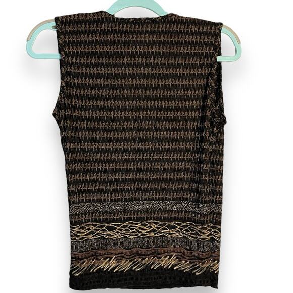 Pleat Pleat By Rafael Faux Wrap Blouse Women's Small Multicolor Mixed Print Top - Picture 3 of 9